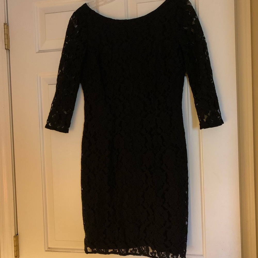 Leota illusion sleeve black lace sheath dress - Picture 5 of 6